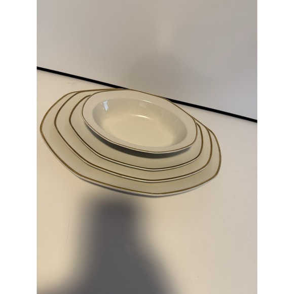 W.H. Grindley & Co Other - Rare WH Grindley Excelsior Antique Ironstone Octagonal Platters + Oval Bowl 1910